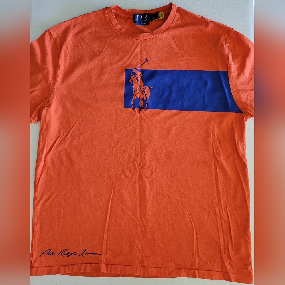 Polo Ralph Lauren Classic Fit L Graphic Short Sleeve T-shirt Orange & Blue